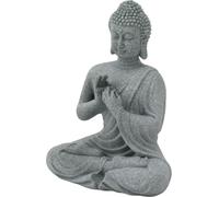 Statue de Bouddha Sculpture en grès vert Figurine bouddhiste assise Ornement pour salon Cour 7135K-01