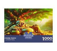 Statue de Bouddha Souriant et coloré au Milieu de trésors dorés - Puzzle de 1000 pièces pour Adultes - Le défi Impossible - Développement cérébral - 38 x 26 cm