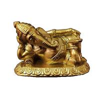 Statue de Bouddha, Statue de Bouddha de méditation, Sculpture de Dieu éléphant endormi en résine, Ornements de décoration de Salon, de (Couleur : doré)