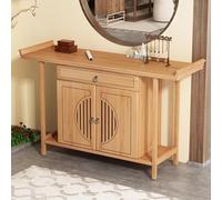 Statue de Bouddha Table de Méditation, Double Portes avec Grand Rangement pour Temples et Maisons, Design Bois Naturel, Idéal pour Guan Gong Dieu de la Richesse
