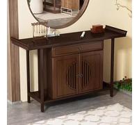 Statue de Bouddha Table de Méditation, Double Portes avec Grand Rangement pour Temples et Maisons, Design Bois Naturel, Idéal pour Guan Gong Dieu de la Richesse