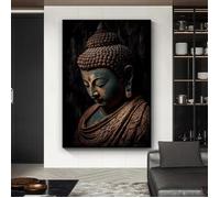 Statue de Bouddha vintage peinture sur toile impressions religieuses art mural décoration 50x70cm sans cadre
