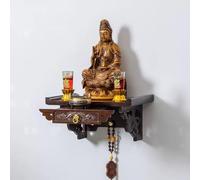 Statue de Bouddha - Vitrine murale - Plaque télescopique pour petits espaces - Élégant support d'autel pour la décoration de la maison - Idéal pour les espaces méditatifs