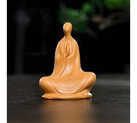 Statue de Bouddha zen - Figurine méditante en porcelaine jaune, sculpture de table Feng Shui pour décoration de yoga, relaxation et décoration d'intérieur paisible (taille C)