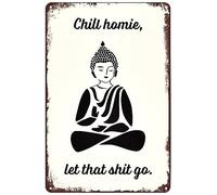 Statue de Bouddha Zen Namaste Affiche en métal Laisse tomber Décoration murale Plaque décorative pour la maison, le yoga, la méditation, le spa, la chambre, la salle de bain Cadeau bouddhiste 20x3