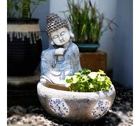 Statue de Bouddha Zen Pot de Fleur Imperméable Sculpture Visage Pot de Fleurs pour Succulente et Fleur Zen Figure Support Pot de Plante