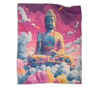 Statue de Bouddhas Couverture 3D Literie pour Adolescent Coloré Couverture De Lit en Peluche Imprimée Numérique Couverture De Canapé pour Garçons Et Filles 80x90inch(200x230cm)