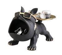 Statue de bouledogue français, Bulldog Sculpture de stockage avec plateau, bouledogue français Big Bouche, Französische Bulldogge Deko, Sculpture de stockag multifonction, décoration de bureau(noir)