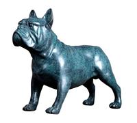 Statue de bouledogue français en bronze massif de 22,9 cm - Sculpture de bouledogue debout à la cire perdue - Figurine créative pour centre de table de salon, cadeau d'art héritage pour les amateurs
