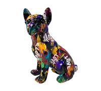 Statue de Bouledogue français en résine, Graffiti d'amour, Ornements pour Salon, Chambre à Coucher, Bureau et Magasin, 19,5 x 15 x 11 cm