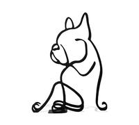 Statue de bouledogue français minimaliste en métal noir figurine d'art figurine cadeau bureau maison bureau ornement animal de compagnie (petit : 14,5 x 10 x 1,5 cm)