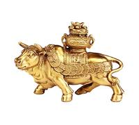 Statue de bœuf en Laiton Porte-Bonheur, Ornements de bœuf pour la Maison, Grande Corne d'abondance, Cadeau de Mascotte Feng Shui au trésor Porte-Bonheur, décoration de bœuf du Zodiaque, Figurine