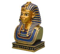 Statue De Buste du Pharaon Égyptien Toutankhamon, Figurine en Résine De L'Égypte Ancienne pour La Décoration du Bureau À Domicile, Or (18cm)