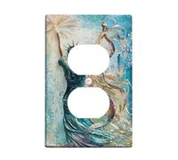 Statue de cache-prises duplex, plaque murale, rubans de feux d'artifice artistiques patriotiques, jour de l'indépendance, turquoise, plaques murales de taille standard pour prises électriques pour la