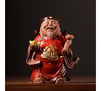 Statue de CAI Shen, Dieu de la Fortune Selon Le Feng Shui, Figurine Wencaishen en céramique de 12,5 cm de Haut, Symbole de succès et de Richesse, Cadeau Porte-Bonheur