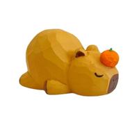 Statue de Capybara, ornement mignon de Capybara | Sculpture de Capybara en sommeil miniature de dessin animé - Sculpture artisanale de Capybara faite à la main, intérieur de voiture pour console cent