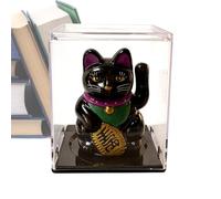 Statue de chat agitant - Décoration automatique à énergie solaire - Décoration de tableau de bord de voiture - Pour bureau, maison, magasin, mariage, Nouvel An chinois, pendaison de crémaillère, salon