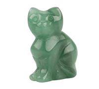 Statue de Chat Chanceux Faite à la Main en Pierre Naturelle Décoration Délicate et Sculpture Créative(Green Aventurine)