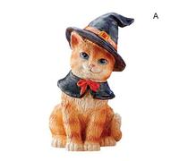 Statue De Chat D'halloween, Décorattion Exquise, Détails Peints À La Main, Ornement De Bureau En Résine Pour La Maison Et Le Bureau, Offre Spéciale