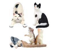 Statue de chat,Modèle animal réaliste à trois pièces,Figurine d'animaux de | Pour Halloween Noël Anniversaire Salon Chambre à coucher Salle de travail Bibliothèque Panneau d'instruments