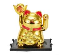 Statue de chat porte-bonheur à énergie solaire, agitant la fortune pour la maison, le bureau, le tableau de bord, la voiture, décoration Maneki Neko Feng Shui (or brillant)