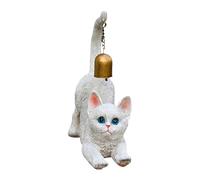 Statue De Chat Qui S'étire - 22 X 8,5 X 25 Cm, Figurine De Chat En Résine Métallique Avec Cloche Sur La Queue | Sculpture De Jardin Animalier | Pour Cour, Entrée, Bureau, Salon, Balcon, Intérieur Et E
