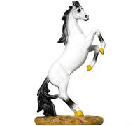 Statue de cheval debout en résine, figurine d'art de style européen avec pose frappante pour décoration de maison, bureau, ornement symbolique de bonne fortune, blanc ou doré, 33,2 cm (cheval blanc)