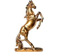 Statue de cheval debout en résine, figurine d'art de style européen avec pose frappante pour décoration de maison, bureau, ornement symbolique de bonne fortune, blanc ou doré, 33,2 cm (cheval doré)