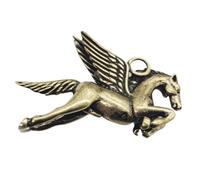 Statue de cheval du zodiaque porte-bonheur vintage en laiton, 4.7cm, ailes d'ange créatives, pendentif pégase, porte-clés, artisanat