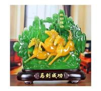 Statue de Cheval en résine Feng Shui, Sculpture de Cheval du Zodiaque Chinois, décoration Imitation Jade « succès immédiat » Statue Symbole de réussite et de Fortune