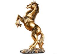 Statue de cheval en résine position debout pour décoration de salon - Figurine d'art détaillée avec signification du succès - Ornement de cheval de bureau noir ou bronze 30 cm (C)