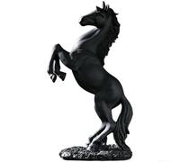 Statue de cheval en résine position debout pour décoration de salon - Figurine d'art détaillée avec signification du succès - Ornement de cheval de bureau noir ou bronze 30 cm (A)