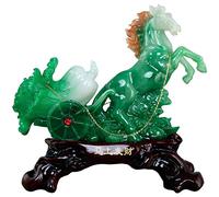 Statue de cheval et chou chinois Feng Shui - Ornements de prospérité pour décoration d'intérieur, cadeau de collection pour une fortune immédiate, figurine Feng Shui jaune