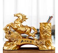 Statue De Cheval Feng Shui Du Nouvel An, Ornement De Collection En Résine De L'année Du Zodiaque Avec Porte-stylo, Idéal For La Décoration De La Maison Et Du Bureau(Gilding,S)