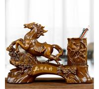 Statue De Cheval Feng Shui Du Nouvel An, Ornement De Collection En Résine De L'année Du Zodiaque Avec Porte-stylo, Idéal For La Décoration De La Maison Et Du Bureau(Agarwood,S)