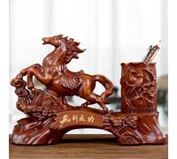 Statue De Cheval Feng Shui Du Nouvel An, Ornement De Collection En Résine De L'année Du Zodiaque Avec Porte-stylo, Idéal For La Décoration De La Maison Et Du Bureau(Wood Grain,S)