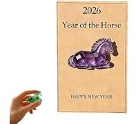 Statue de cheval porte-bonheur en cristal d'améthyste sculptée à la main - Cristaux de guérison naturels - Figurine d'animal Feng Shui Reiki pour réussite et chance - Cadeau spirituel pour la maison