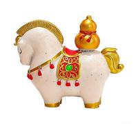 Statue de cheval rotative Année du cheval, ornement en résine de style chinois, mascotte peinte à la main pour la prospérité, décoration de bureau dynamique pour bureau, maison, étude (4)