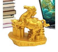 Statue de cheval - Sculpture dorée, symbole de richesse en une seule pièce pour zone de résidence, décoration de table avec finition polie, décoration d'intérieur, accent animal pour rebord de