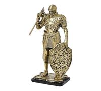 Statue de chevalier médiéval - Figurines de chevalier debout, décoration d'intérieur, statue peinte à la main | Figurine décorative intemporelle, élégante sculpture de chevalier en résine adaptée pour