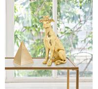 Statue De Chien Assis Avec Couronne En Résine Dorée 20x12,5x33 Cm