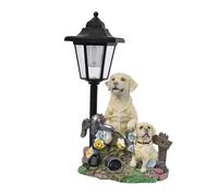 Statue de chien avec lampe solaire | Figurine d'art de jardin avec lumière solaire | Figurine de chien | Statue d'extérieur | Figurine d'art de jardin | Décoration animale, figurine de collection pour