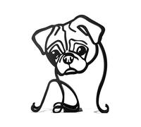 Statue de chien carlin minimaliste en métal noir - Figurine d'art - Cadeau pour la maison ou le bureau
