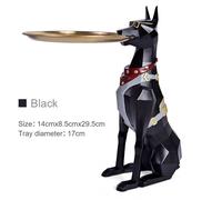 Statue de chien d'art en résine,majordome avec escalade,porte-bijoux prédire,DobSuffolk,sculptures Pinscher,décoration de salon,ornement de table - Type black #A