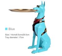 Statue de chien d'art en résine,majordome avec escalade,porte-bijoux prédire,DobSuffolk,sculptures Pinscher,décoration de salon,ornement de table - Type blue
