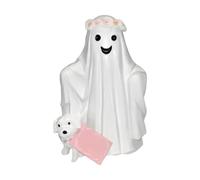 Statue de Chien fantôme promeneur, 16 cm Adorable Statue avec Chiens, Statuettes de Chiens fantôme d'halloween, Figurine de fantômes et de Chien pour intérieur, extérieur, Porche, Jardin