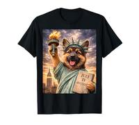 Statue de Chien Liberty Fun Freedom Blanc Noir Berger Allemand T-Shirt