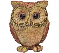 Statue de chouette en résine, sculpture d'art moderne pour décoration d'intérieur avec motif d'écorce d'arbre, figurine de texture réaliste pour salon, meuble TV ou bureau (rouge)