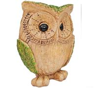 Statue de chouette en résine, sculpture d'art moderne pour décoration d'intérieur avec motif d'écorce d'arbre, figurine de texture réaliste pour salon, meuble TV ou bureau (vert)