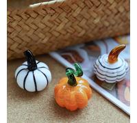 Statue de citrouille en cristal soufflé à la bouche comme élégant ornement de bureau pour décorations festives, idéal pour Thanksgiving et Halloween (A, 4 x 3,5 x 3,5)